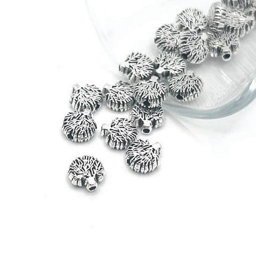 50 Pcs Silver Tree Spacer Charm Beads Image
