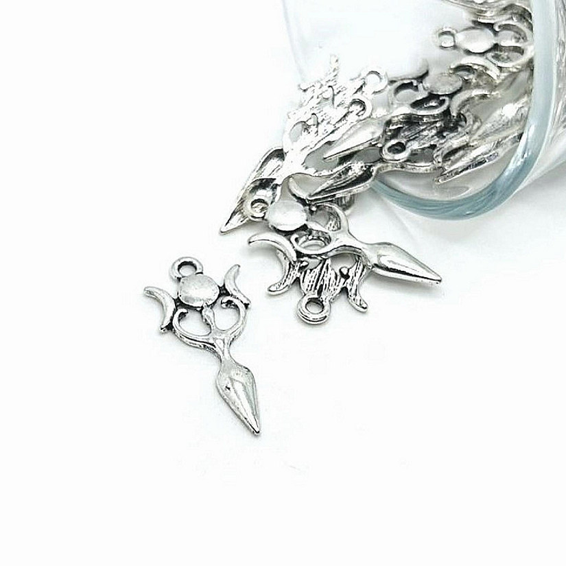 50 Pcs Silver Triple Moon Goddess Charms Image