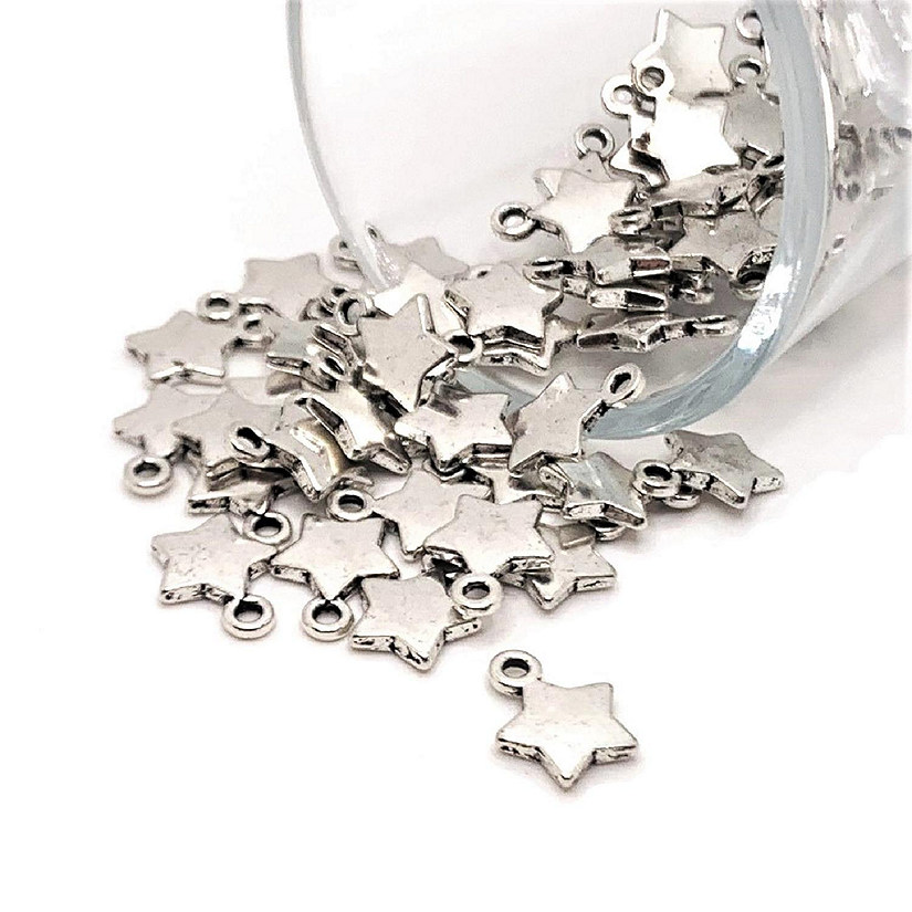 50 Pcs Small Silver Star Charms Image
