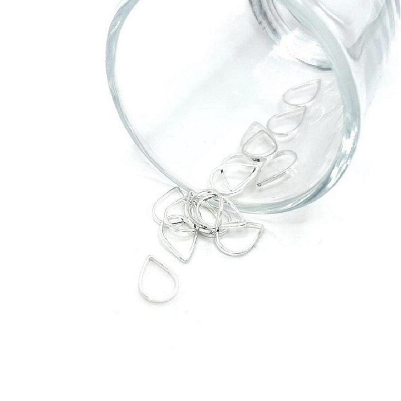 50 Pcs Small Silver Water Drop Charms Image