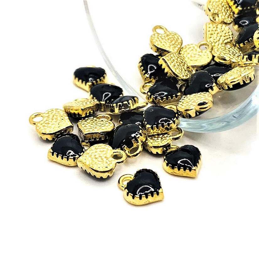 50 Pcs Tiny Black Heart Charms Image