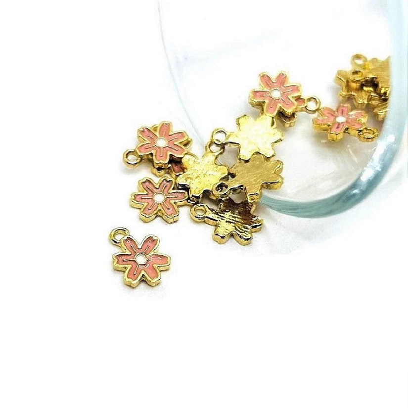 50 Pcs Tiny Pink Flower Charms Image