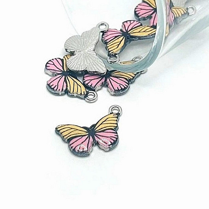 50 Pcs Yellow Striped Butterfly Charms Image