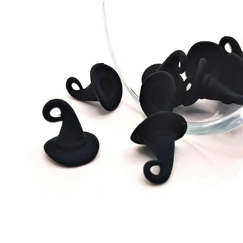 50 Pieces Black 3D Witch Hat Charms Image