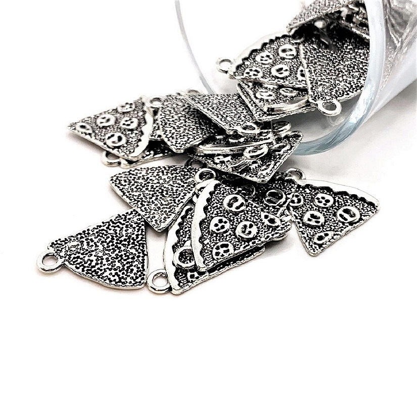 50 Pieces Silver Pizza Slice Charms Image