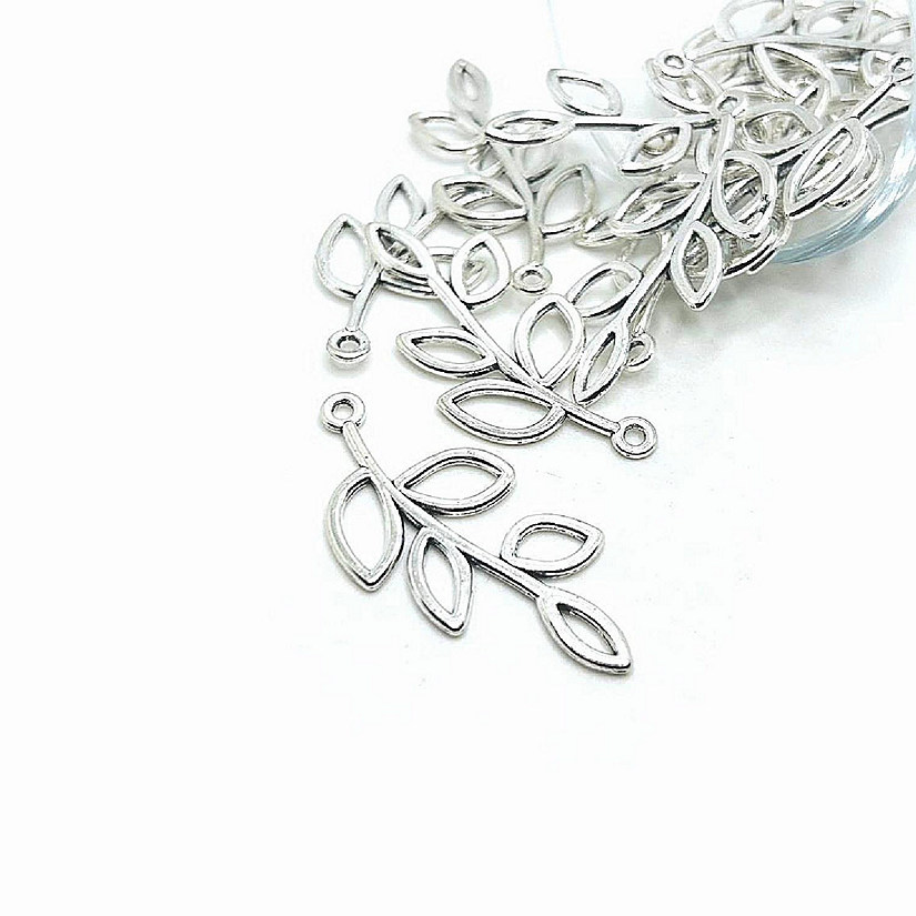 50 Pieces Silver Tree Branch Charms Image