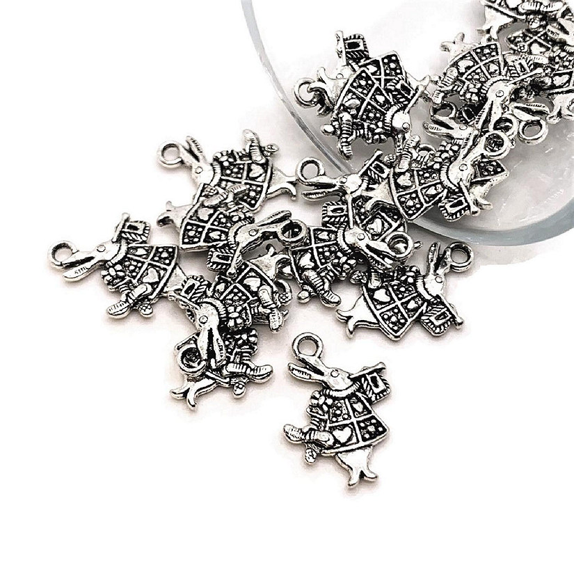 50 Pieces Silver White Rabbit Charms Image