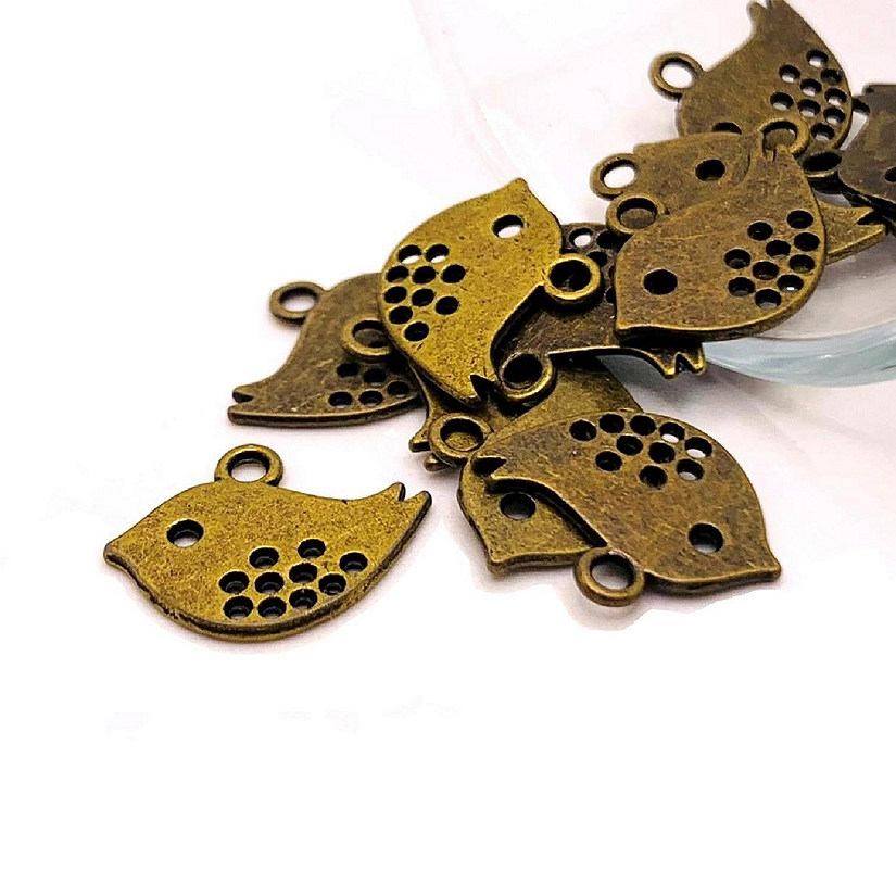 50 Pieces Small Bronze Bird Charms Image