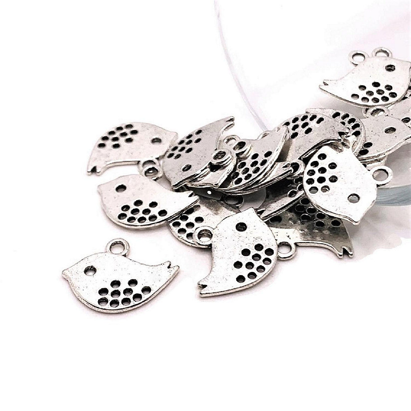 50 Pieces Small Silver Bird Charms Image