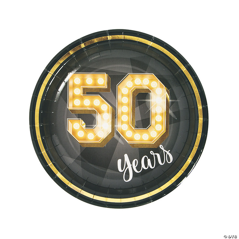 50 Years Milestone Party Paper Dinner Plates - 8 Ct. Image