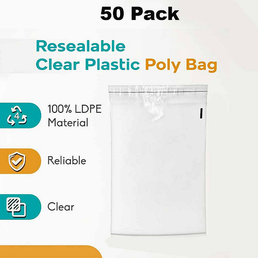 50Pack 7.5x10.5 Clear Poly Bag 1.5 Mil Image