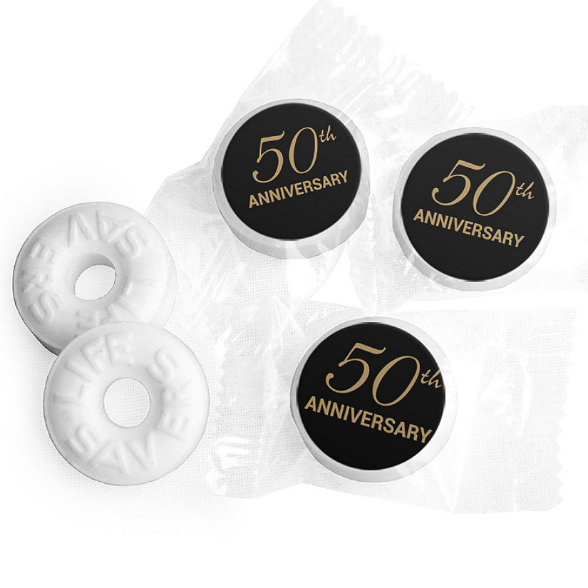 50th Anniversary Mints Party Favor for Guests LifeSavers Mints (Approx. 335 mints &amp; 324 Stickers) Gold - Assembly Required - by Just Candy Image