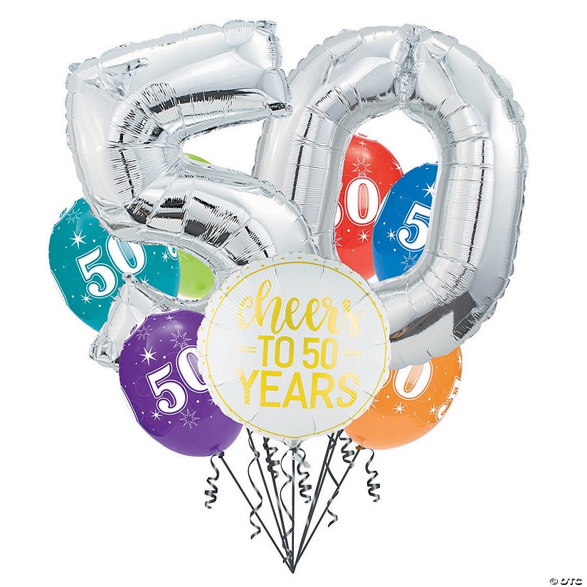 50th Birthday Balloon Bouquet - 10 Pc. Image