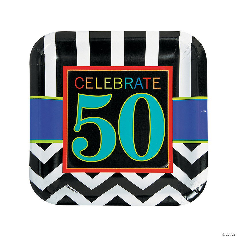 50th Birthday Celebration Paper Dinner Plates - 8 Ct. - Discontinued