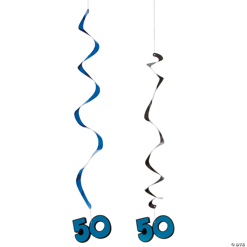50th Birthday Hanging Swirl Decorations - 5 Pc. Image
