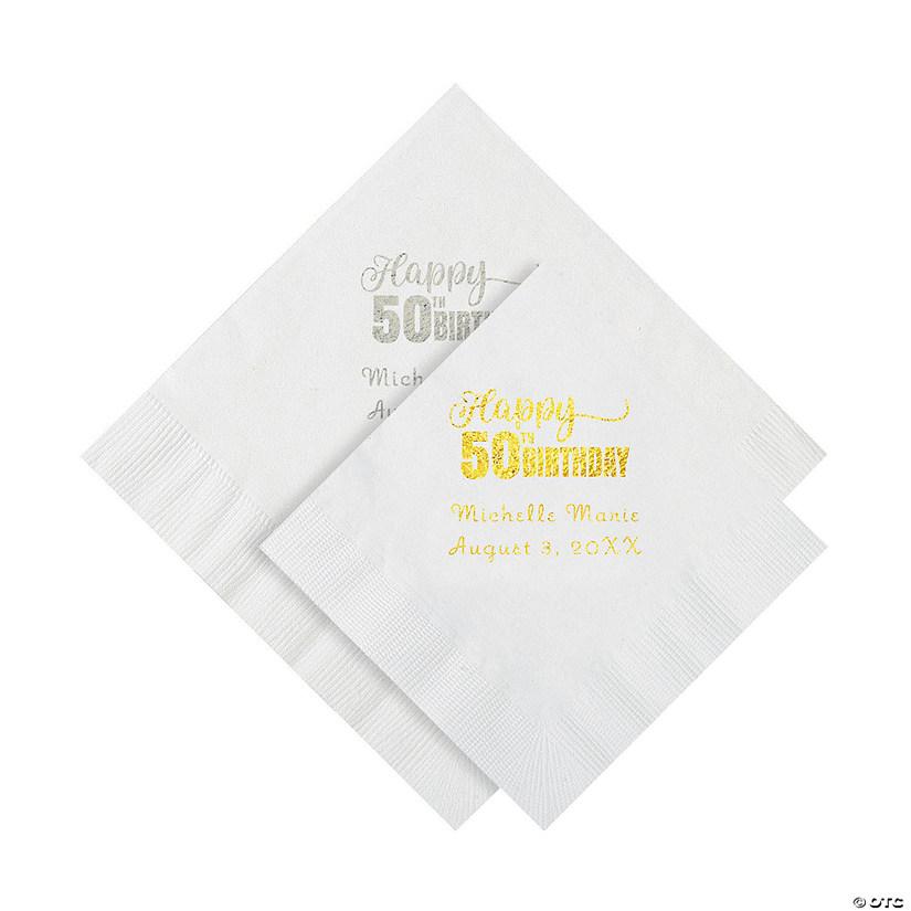 50th Birthday Personalized Napkins - 50 Pc. Beverage or Luncheon Image