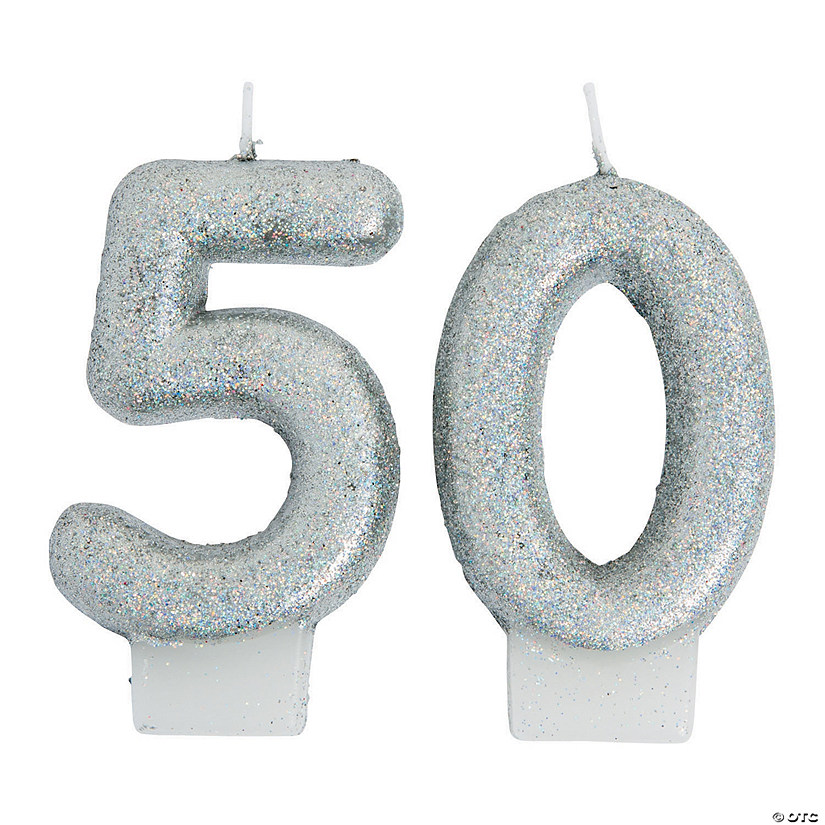 50th Birthday Sparking Celebration Candle - 2 Pc. Image