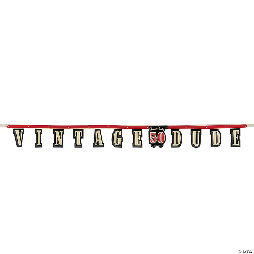 50th Birthday Vintage Dude Cardboard Jointed Banner Image