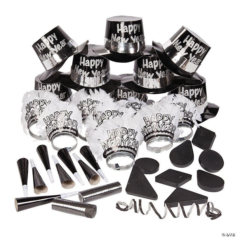 52 Pc. Black & White New Year's Eve Party for 25 Image