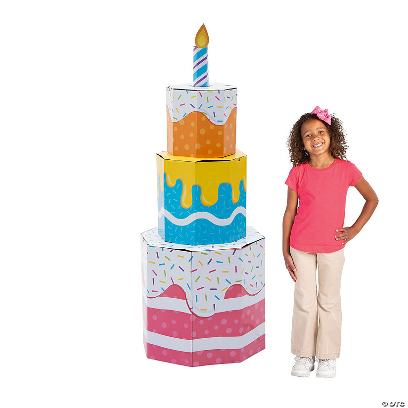 54" 3D Birthday Cake Cardboard Cutout Stand-Up Image