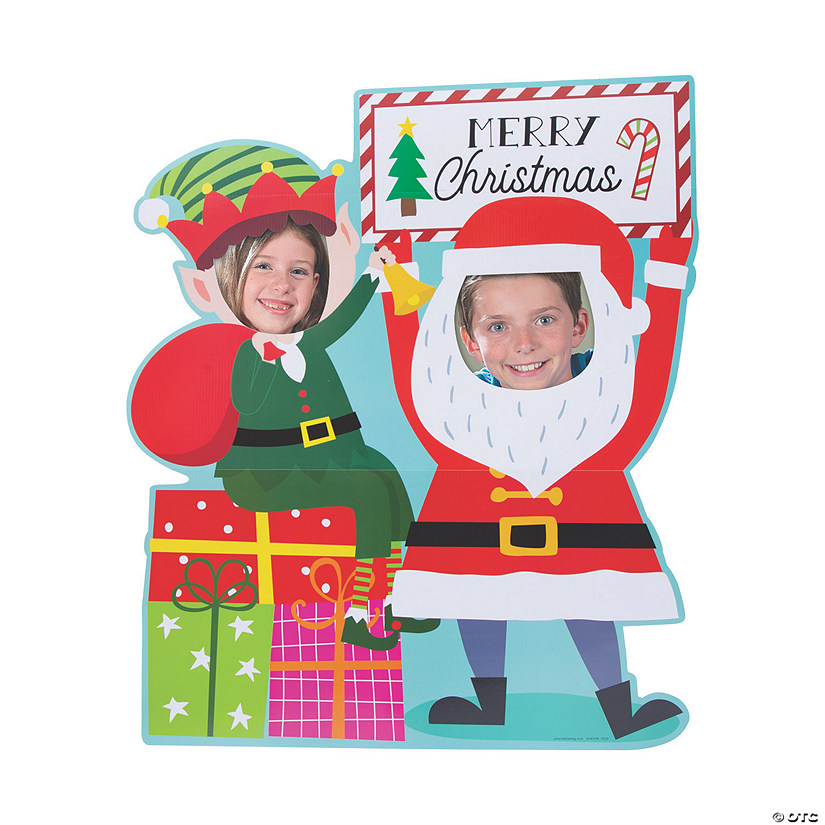 54" Santa & Elf Cardboard Cutout Stand-In Stand-Up Image