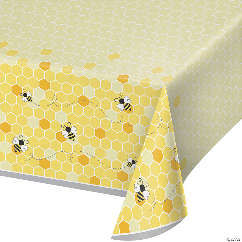 54" x 102" Bumblebee Party Rectangle Disposable Plastic Tablecloth Image