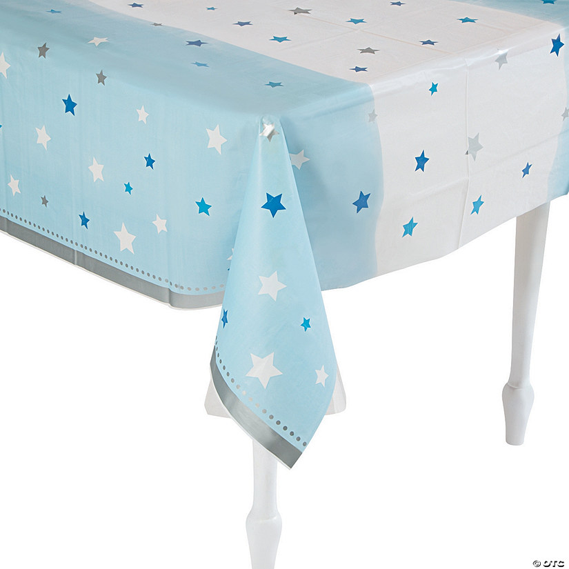 54" x 102" One Little Star Boy Plastic Tablecloth Image