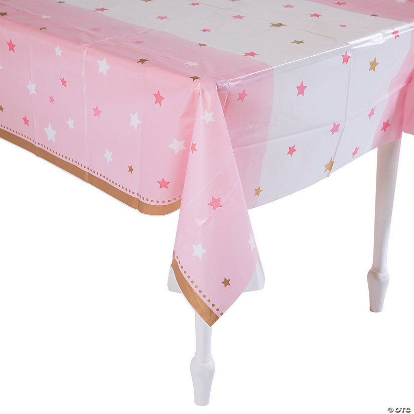 54" x 102" One Little Star Girl Plastic Tablecloth Image