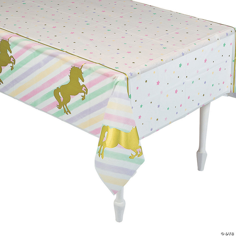 54" x 102" Sparkle Unicorn Plastic Tablecloth Image