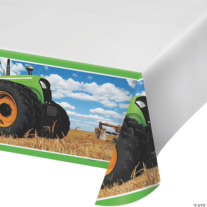 54" x 102" Tractor Party Plastic Tablecloth Image