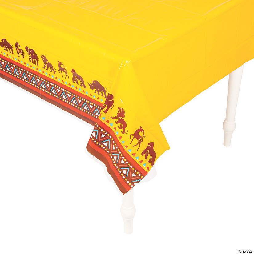 54" x 108" African Safari VBS Plastic Tablecloth Image