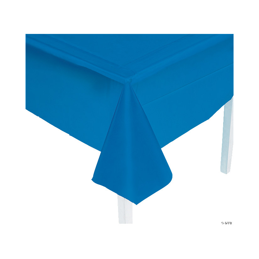 54" x 108" Blue Plastic Tablecloth Image
