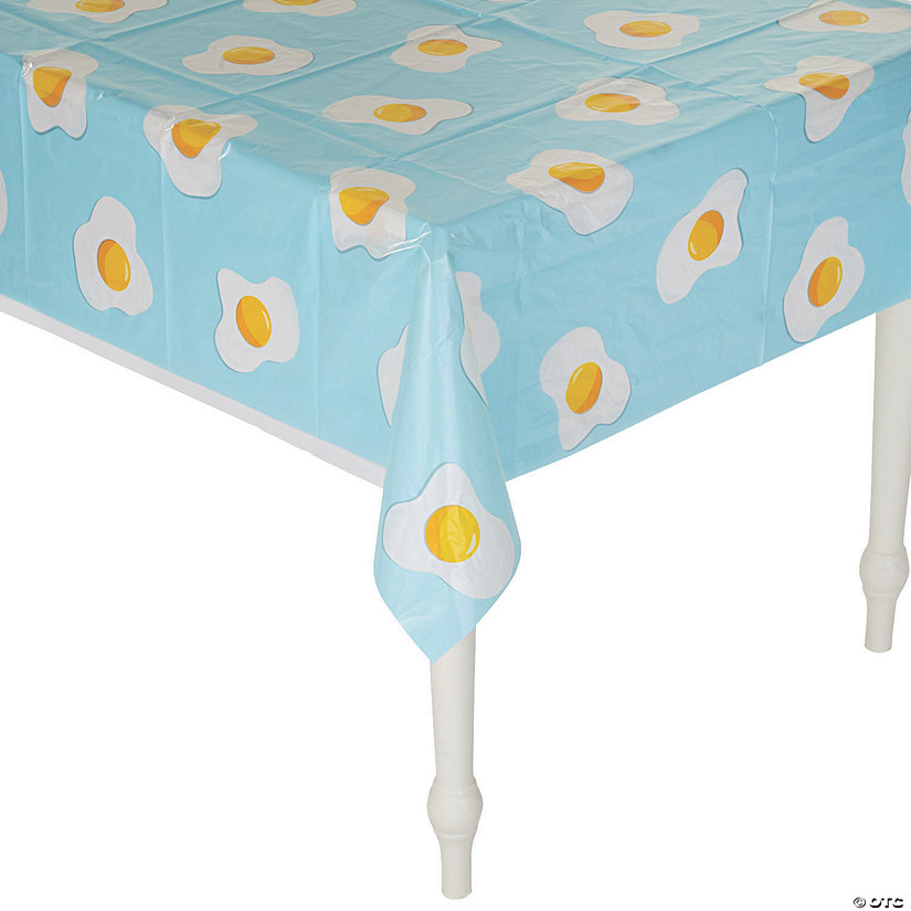 54" x 108" Brunch Party Fried Egg Plastic Tablecloth Image