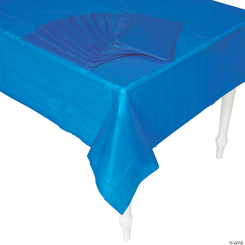 54" x 108" Bulk Blue Plastic  Tablecloths - 12 Pc. Image