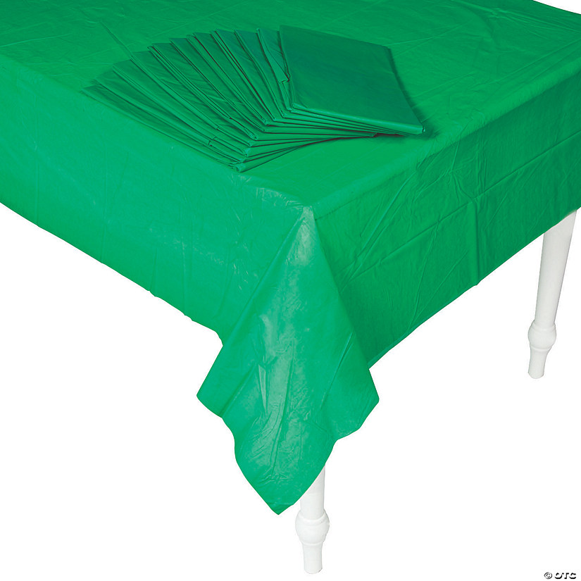 54" x 108" Bulk Green Plastic Tablecloths - 12 Pc. Image