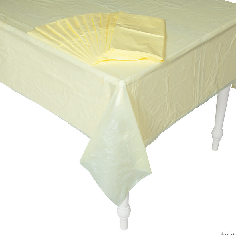 54" x 108" Bulk Yellow Plastic Tablecloths - 12 Pc. Image