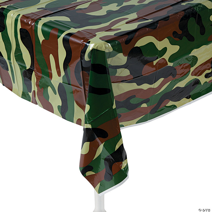 54" x 108" Camouflage Plastic Tablecloth Image