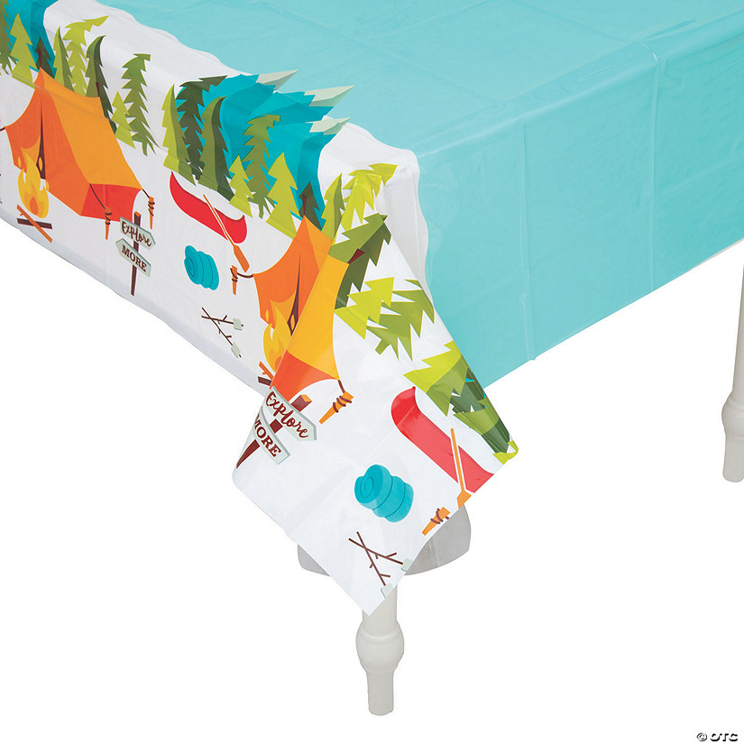 54" x 108" Camp Party Plastic Tablecloth Image