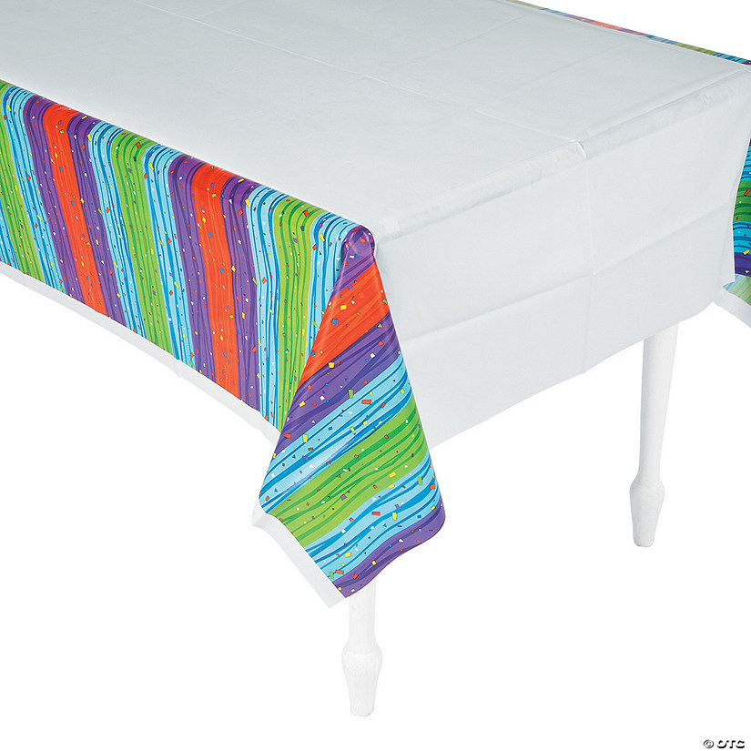 54" x 108" Celebrate! Multicolor Confetti Disposable Plastic Tablecloth Image
