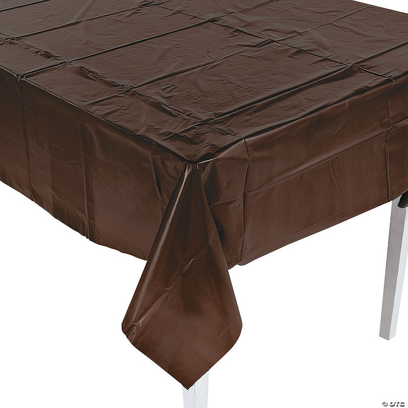 54" x 108" Chocolate Brown Plastic Tablecloth Image