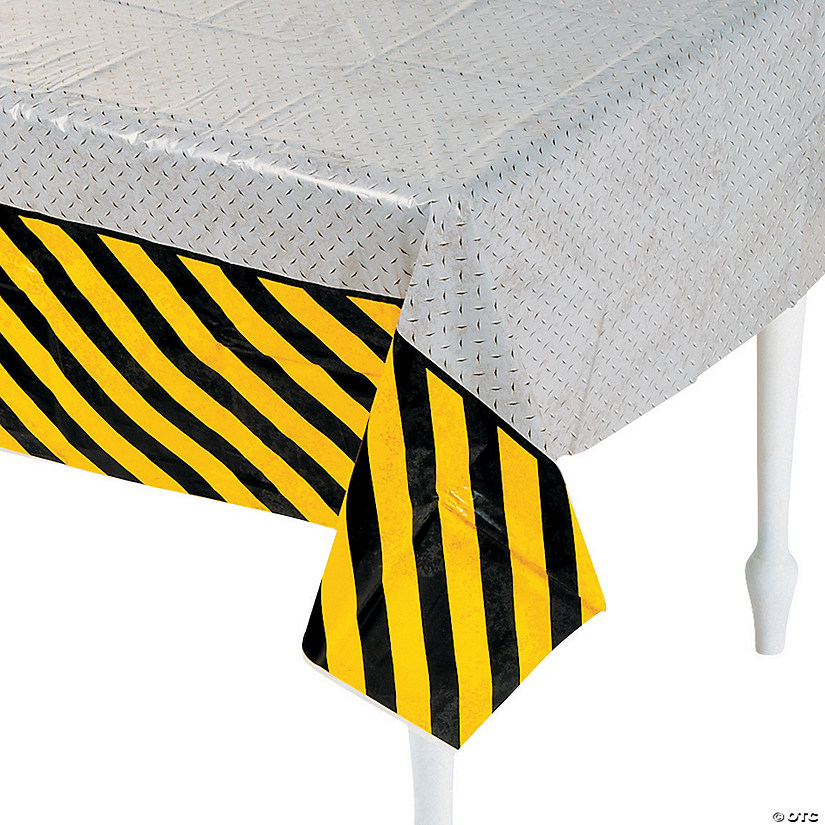 54" x 108" Construction Zone Plastic Tablecloth Image
