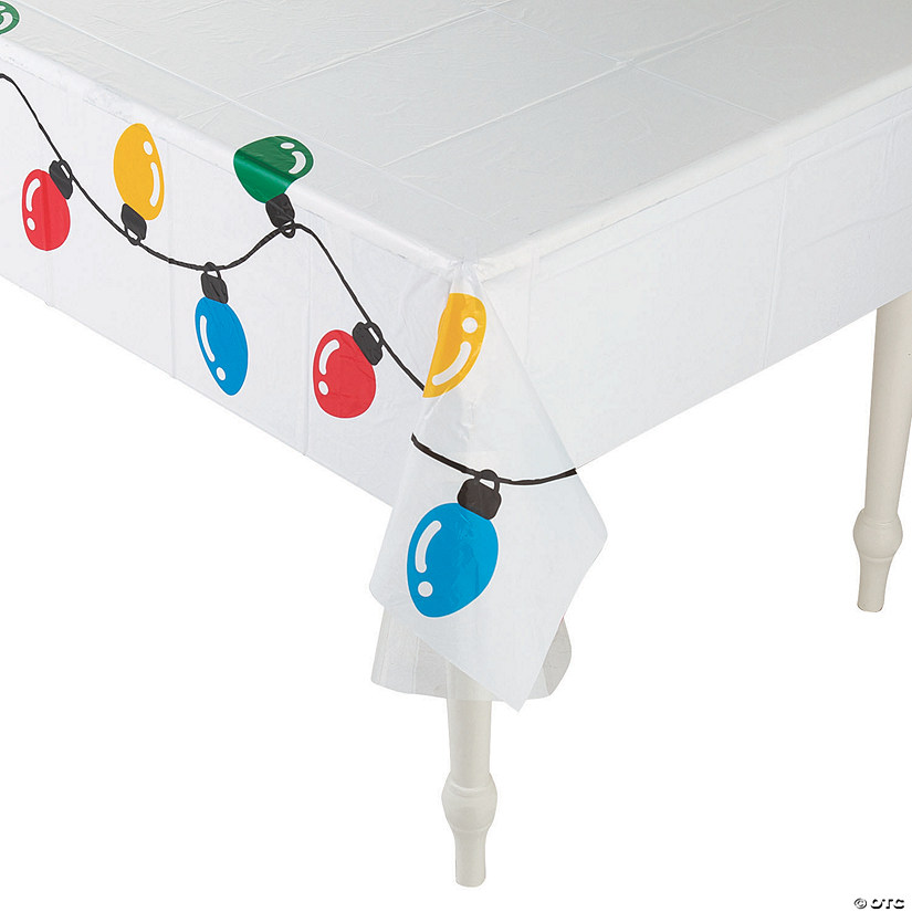54" x 108" Holiday Lights Plastic Tablecloth Image
