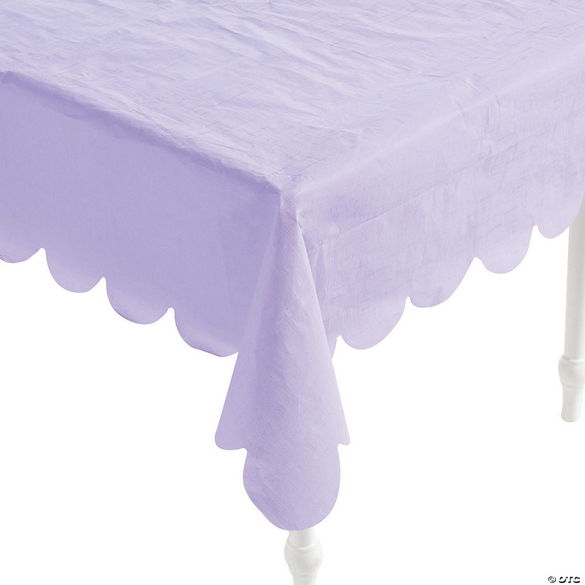 54" x 108" Lavender Scallop Edge Paper Tablecloth Image