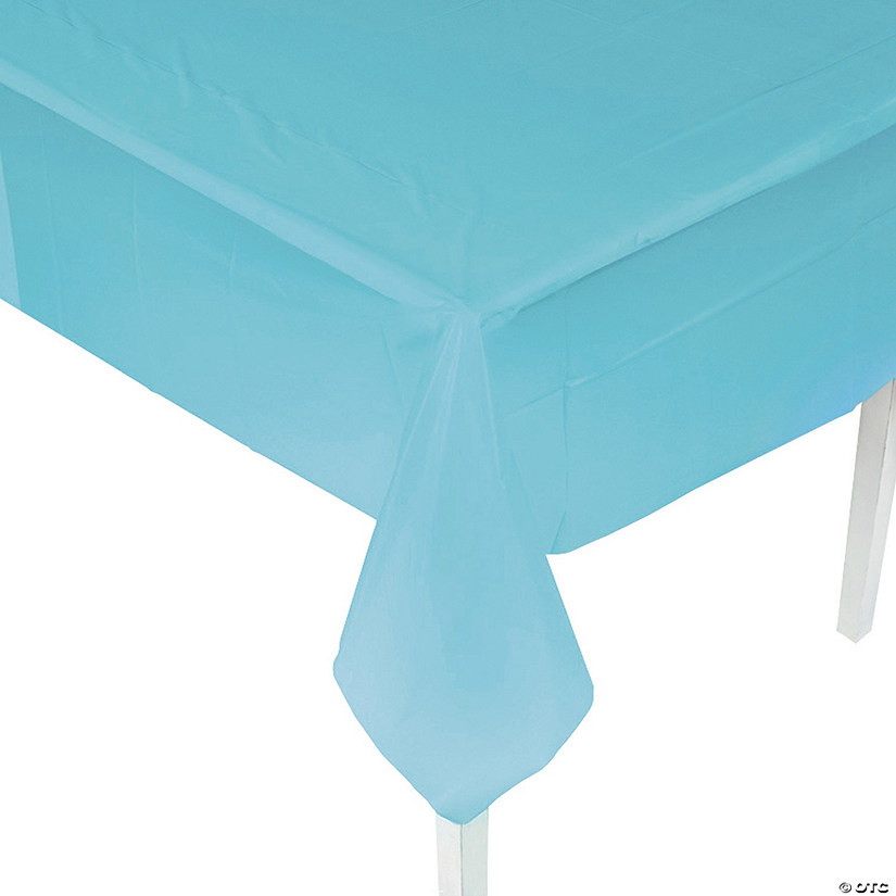 54" x 108" Light Blue Plastic Tablecloth Image
