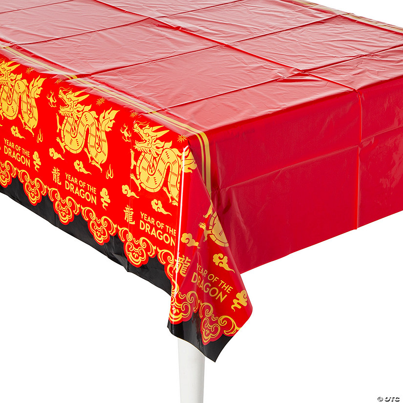 54" x 108"  Lunar New Year of the Dragon Plastic Tablecloth Image