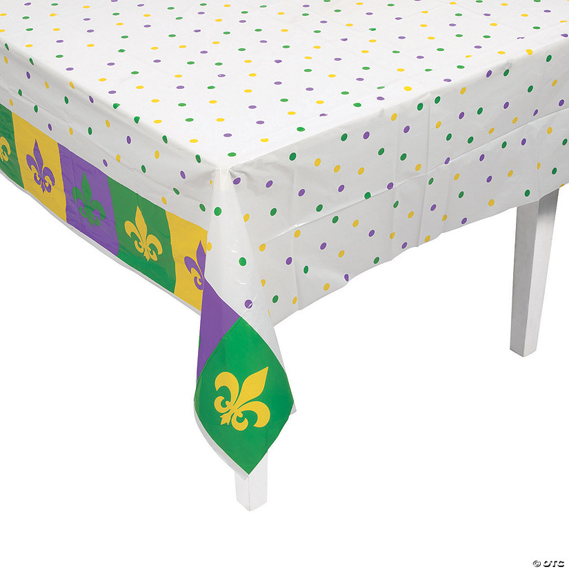 54" x 108" Mardi Gras Plastic Tablecloth Image