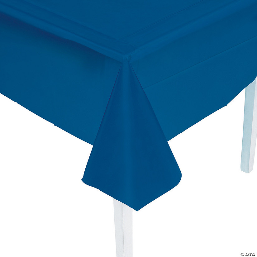 54" x 108" Navy Blue Rectangle Disposable Plastic Tablecloth Image