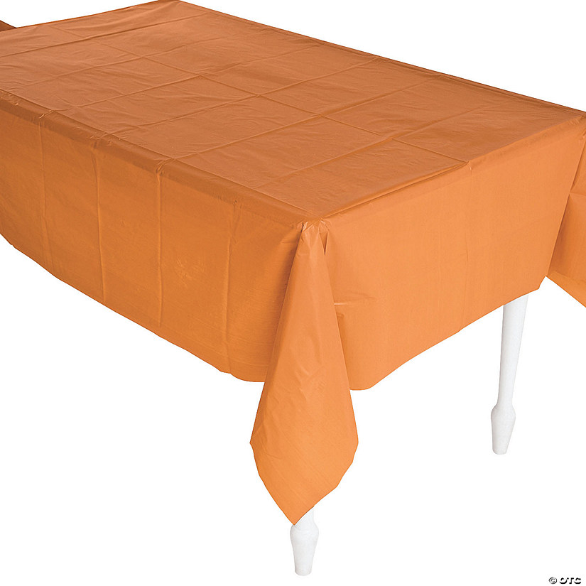 54" x 108" Pumpkin Spice Orange Plastic Tablecloth Image