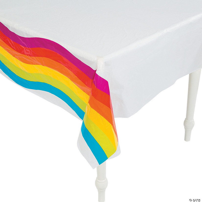 54" x 108" Rainbow Party Plastic Tablecloth Image
