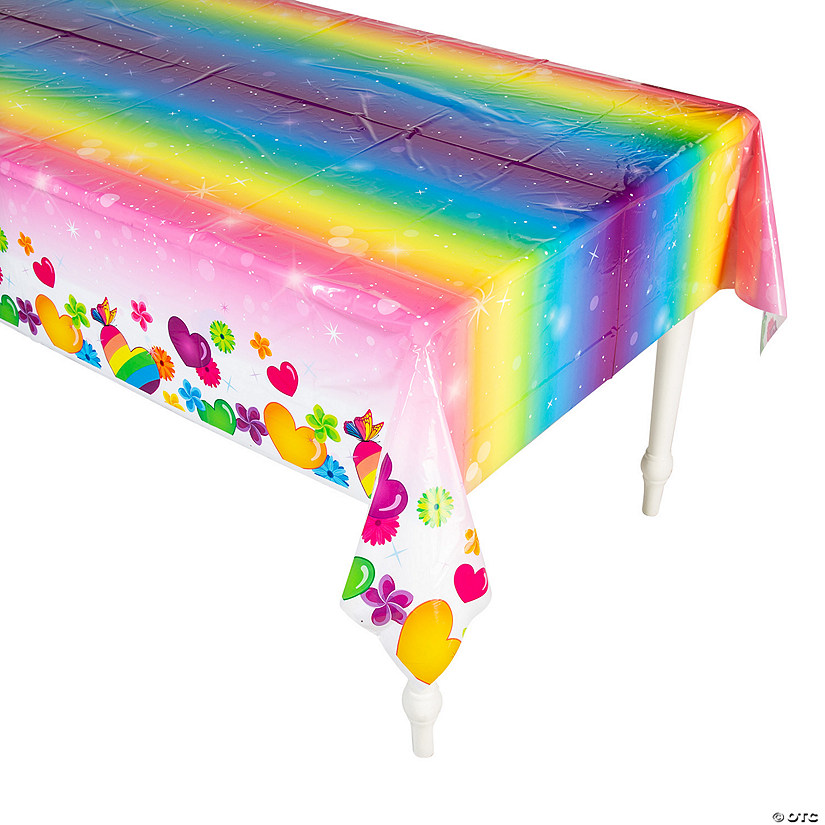 54" x 108" Rainbow Sparkle Plastic Tablecloth Image